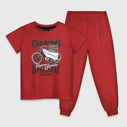 Пижама хлопковая детская Мотоцикл, цвет: красный
