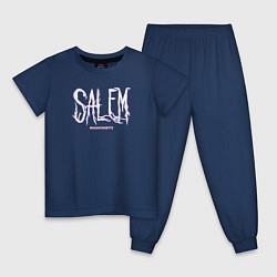 Пижама хлопковая детская Salem Massachusetts, цвет: тёмно-синий