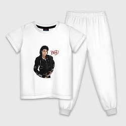 Пижама хлопковая детская BAD Майкл Джексон, цвет: белый