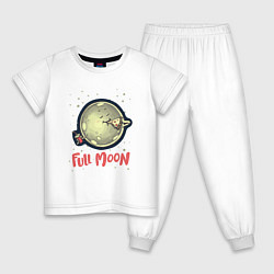 Пижама хлопковая детская Full Moon, цвет: белый