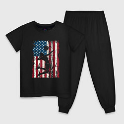 Пижама хлопковая детская USA Volleyball, цвет: черный