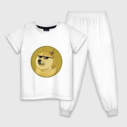 Пижама хлопковая детская Dogecoin, цвет: белый