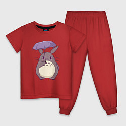 Пижама хлопковая детская Кавайный Тоторо с зонтиком, цвет: красный