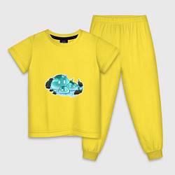 Пижама хлопковая детская Слаймы в пруду, цвет: желтый