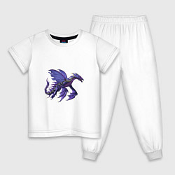 Пижама хлопковая детская Сумеречный дракон, цвет: белый