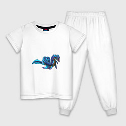 Пижама хлопковая детская Глубинный левиафан, цвет: белый