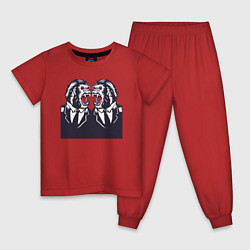Пижама хлопковая детская Злые обезьяны в костюмах, цвет: красный