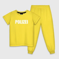 Пижама хлопковая детская POLIZEI Полиция Надпись Белая, цвет: желтый