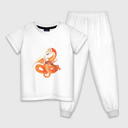 Пижама хлопковая детская Дракон солнца, цвет: белый