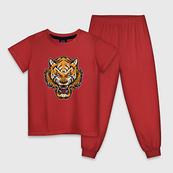 Пижама хлопковая детская Cool Tiger, цвет: красный