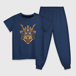 Пижама хлопковая детская Tiger Samurai, цвет: тёмно-синий