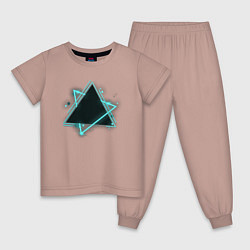 Пижама хлопковая детская Треугольник неон, цвет: пыльно-розовый