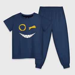 Пижама хлопковая детская Emoji winking, цвет: тёмно-синий