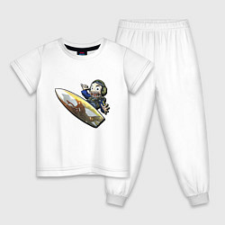 Пижама хлопковая детская Dragon Lore Surf Ava, цвет: белый