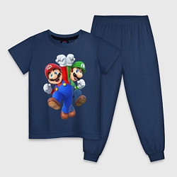 Пижама хлопковая детская Mario Bros, цвет: тёмно-синий