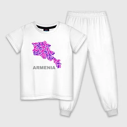 Пижама хлопковая детская Карта - Армения, цвет: белый