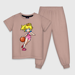 Пижама хлопковая детская Peach Basketball, цвет: пыльно-розовый