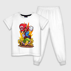 Пижама хлопковая детская Angry Mario, цвет: белый