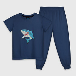 Пижама хлопковая детская Акула-молот, цвет: тёмно-синий