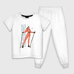 Пижама хлопковая детская SHEREGESH GIRL, цвет: белый