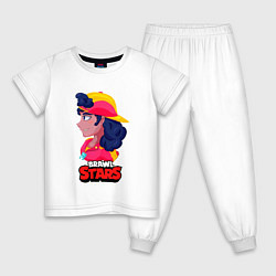 Пижама хлопковая детская Meg Brawl Stars - Фанатский рисунок, цвет: белый