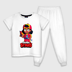 Пижама хлопковая детская Мэг из BrawlStars, цвет: белый