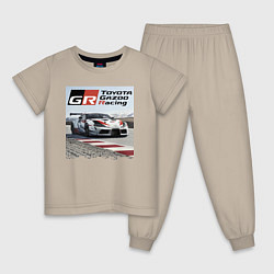Пижама хлопковая детская Toyota Gazoo Racing - легендарная спортивная коман, цвет: миндальный