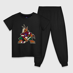 Пижама хлопковая детская Аризона Койотис логотип, цвет: черный