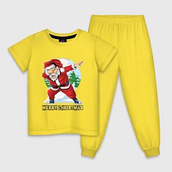 Пижама хлопковая детская Весёлое рождество, цвет: желтый