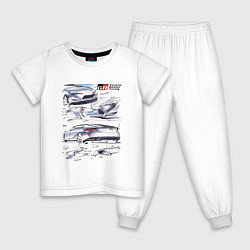 Пижама хлопковая детская Toyota Gazoo Racing sketch, цвет: белый