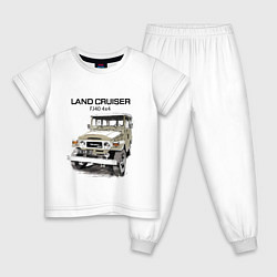 Пижама хлопковая детская Toyota Land Cruiser FJ 40 4X4 sketch, цвет: белый