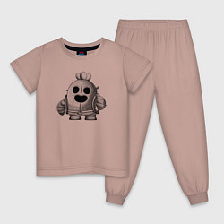 Пижама хлопковая детская Спайк Бравл старс, цвет: пыльно-розовый