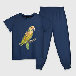 Пижама хлопковая детская Любимый попугай, цвет: тёмно-синий