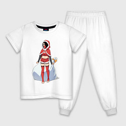Пижама хлопковая детская Christmas Girl, цвет: белый