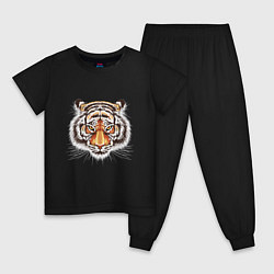 Пижама хлопковая детская Морда тигра от John Art, цвет: черный