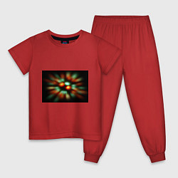 Пижама хлопковая детская Вспышка света в виде ярких линий, цвет: красный