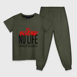 Пижама хлопковая детская No boxing No Life, цвет: меланж-хаки