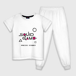 Пижама хлопковая детская Squid Game - Press Start, цвет: белый