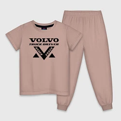 Пижама хлопковая детская Volvo Дальнобойщик, цвет: пыльно-розовый