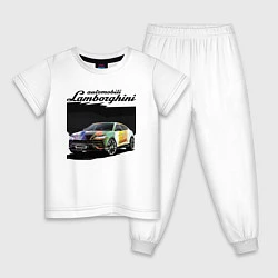 Пижама хлопковая детская Lamborghini Urus - это очень круто!, цвет: белый