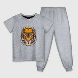 Пижама хлопковая детская Тигр в короне Tiger in the crown, цвет: меланж