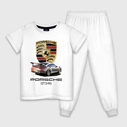 Пижама хлопковая детская Porsche GT 3 RS Motorsport, цвет: белый