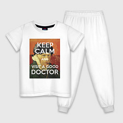 Пижама хлопковая детская Успокойся и сходи к хорошему доктору!, цвет: белый