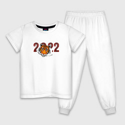 Пижама хлопковая детская Морда тигра 2022, цвет: белый