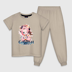 Пижама хлопковая детская Диона Diona Genshin Impact, цвет: миндальный