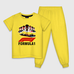 Пижама хлопковая детская Пилоты формулы 1, цвет: желтый