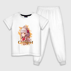 Пижама хлопковая детская Ноэлль Noelle Genshin Impact, цвет: белый