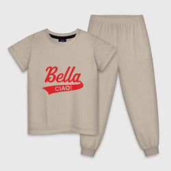 Пижама хлопковая детская Bella Ciao Белла Чао, цвет: миндальный