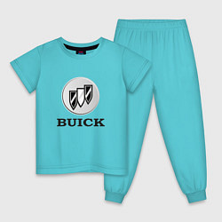 Пижама хлопковая детская Gray gradient Logo Buick, цвет: бирюзовый