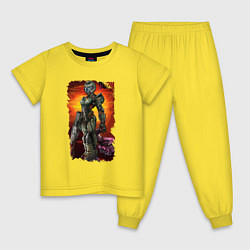 Пижама хлопковая детская DOOM GIRL WIN DEMON, цвет: желтый